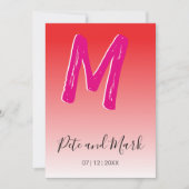 Invitation Red Pink Simple Monogramme Nouveau Mariage Epic (Devant)
