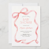 Invitation Red pink soft ribbon bow (Devant)