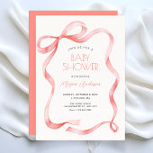 Invitation Red pink soft ribbon bow