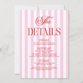 Invitation Red Pink Stripes Bachelorette Weekend Party (Dos)