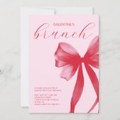 Invitation Red Pink Watercolor Bow Galentine’s Friends Brunch (Devant)