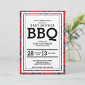 Invitation Red Plaid Baby shower BBQ Party (Debout devant)