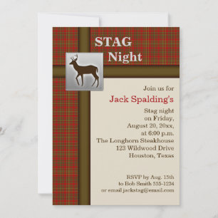 Invitation Red Plaid, Brown et Silver Stag