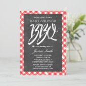 Invitation Red Plaid & Chalkboard Baby shower BBQ Party (Debout devant)