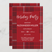 Invitation Red Plaid Flannel Fête (Devant / Derrière)