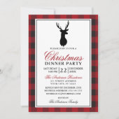 Invitation Red Plaid Russe Noël Diner Party (Devant)