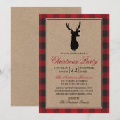 Invitation Red Plaid Russe Noël Party Kraft (Devant / Derrière)