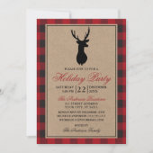 Invitation Red Plaid Rustique Fête Kraft (Devant)