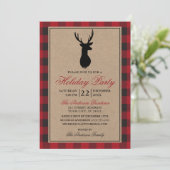 Invitation Red Plaid Rustique Fête Kraft (Debout devant)
