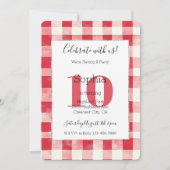 Invitation Red Plaid Stripes 10th Birthday (Devant)