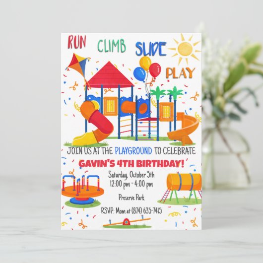 Invitation Red Playground Boys (Debout devant)