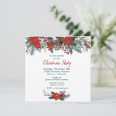 Invitation Red Poinsettia Bordure Bouquet Noël (Debout devant)