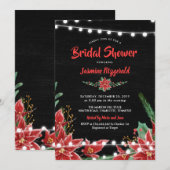 Invitation Red Poinsettia Chalkboard Fête des mariées de Noël (Devant / Derrière)