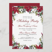 Invitation Red Poinsettia CORPORATE Fête de Noël (Devant / Derrière)