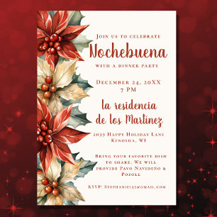Invitation Red Poinsettia Festive Mexicaine Nochebuena