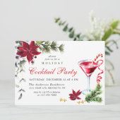 Invitation Red Poinsettia Fête Cocktail de Noël (Debout devant)
