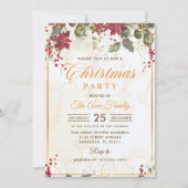 Invitation Red Poinsettia fête de Noël Florale (Devant)