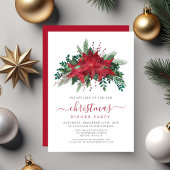 Invitation Red Poinsettia Fleur Noël Soirée
