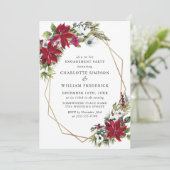 Invitation Red Poinsettia Floral Christmas Engagement Party (Debout devant)
