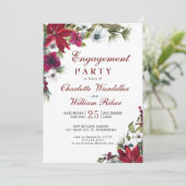 Invitation Red Poinsettia Floral Noël (Debout devant)