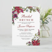 Invitation Red Poinsettia Floral Noël Bridal Brunch (Debout devant)