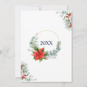 Invitation Red Poinsettia Holly Maison ouverte de Noël (Dos)