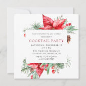 Invitation Red Poinsettia Noël Fête Cocktail (Devant)