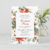 Invitation Red Poinsettia Noël Fête Cocktail (Debout devant)