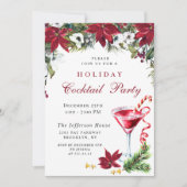 Invitation Red Poinsettia Noël Fête Cocktail (Devant)