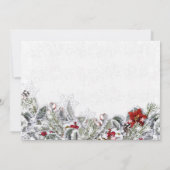 Invitation Red Poinsettias Rustic Noël Déjeuner (Dos)