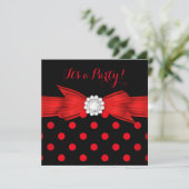 Invitation Red Pois Diamond Bow Black Party (Debout devant)