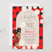 Invitation Red Polkadot Ladybug Daisy Premier anniversaire (Devant)