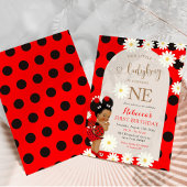 Invitation Red Polkadot Ladybug Daisy Premier anniversaire