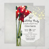 Invitation Red Poppies 50e fête d'anniversaire | Gris (Devant / Derrière)