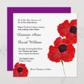 Invitation Red Poppies Aquarelle Couleur Personnalisée Mariag (Devant / Derrière)