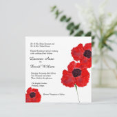 Invitation Red Poppies Aquarelle Couleur Personnalisée Mariag (Debout devant)