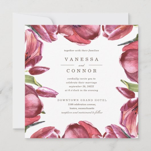 Invitation Red Poppies Classic Boho Floral Mariage (Devant)