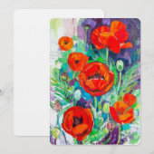 Invitation Red Poppies Impasto Art Floral (Devant / Derrière)