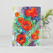 Invitation Red Poppies Impasto Art Floral (Debout devant)