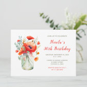 Invitation Red Poppies Mason Jar fête d'anniversaire (Debout devant)