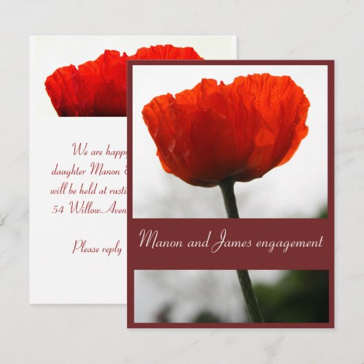 Invitation Red Poppy Matte 4,25 po x 5,5 po (Devant / Derrière)