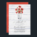 Invitation Red Poppy Rustic Pays Mariage virtuel en ligne<br><div class="desc">Rustic watercolor poppy online interurbain virtuel cérémonie mariage invitation conçue pour être rapidement et facilement customisé aux détails de votre événement.</div>