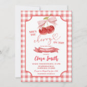 Invitation Red Preppy Coquette Cherry sur le Baby shower supé (Devant)
