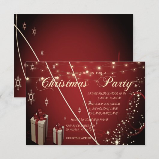 Invitation Red Presents,Bow,Fête de Noël de Confetti Company (Devant / Derrière)