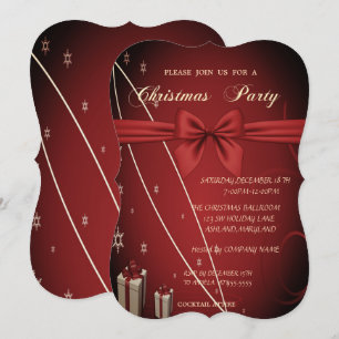 Invitation Red Presents, Soirée de Noël de la société Bow Com