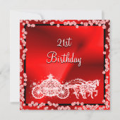 Invitation Red Princess Coach & Horses 21e anniversaire (Devant)