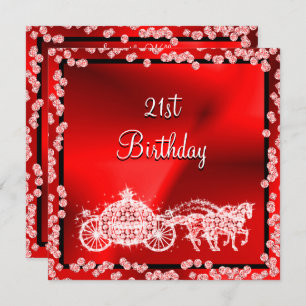 Invitation Red Princess Coach & Horses 21e anniversaire