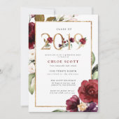 Invitation Red Purple Gold Floral 2019 Graduation Party (Devant)
