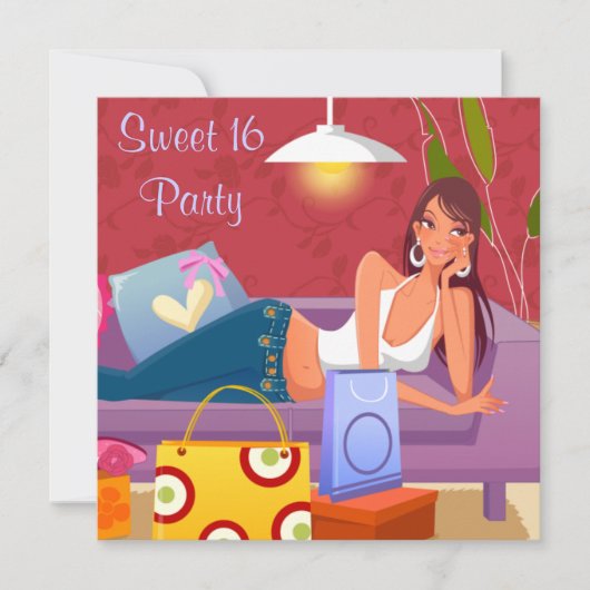 Invitation Red Purple Sweet 16 Anniversaire (Devant)