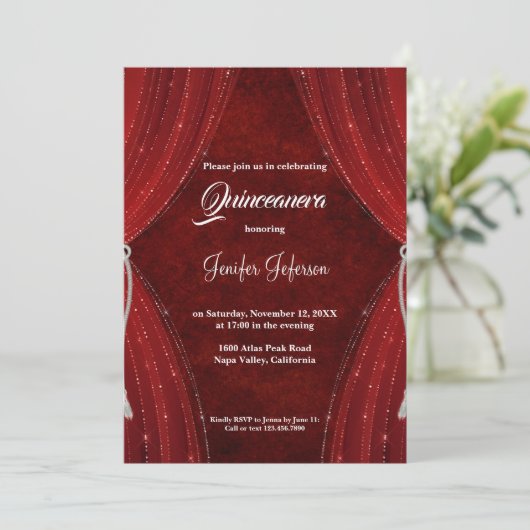 Invitation Red Quinceanera (Debout devant)